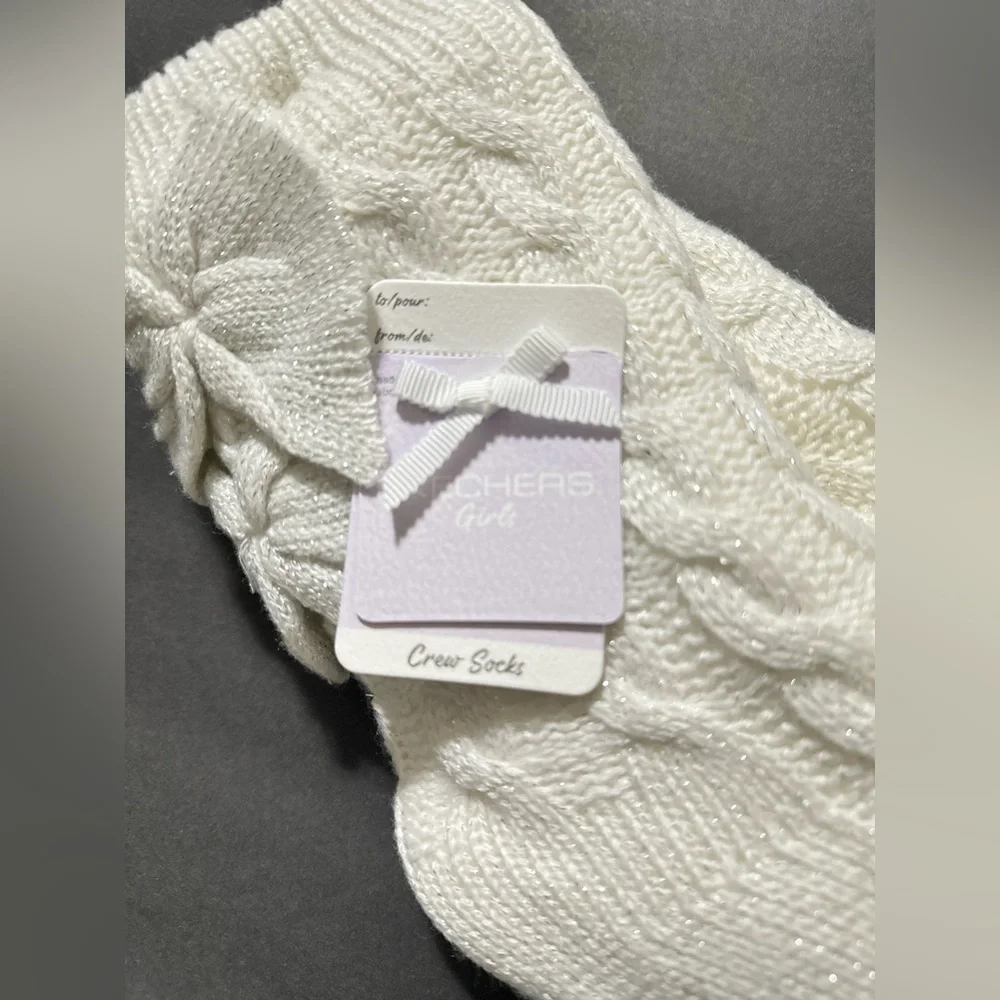 Skechers Girls Beige Fleece Lined Cozy Crew Socks
